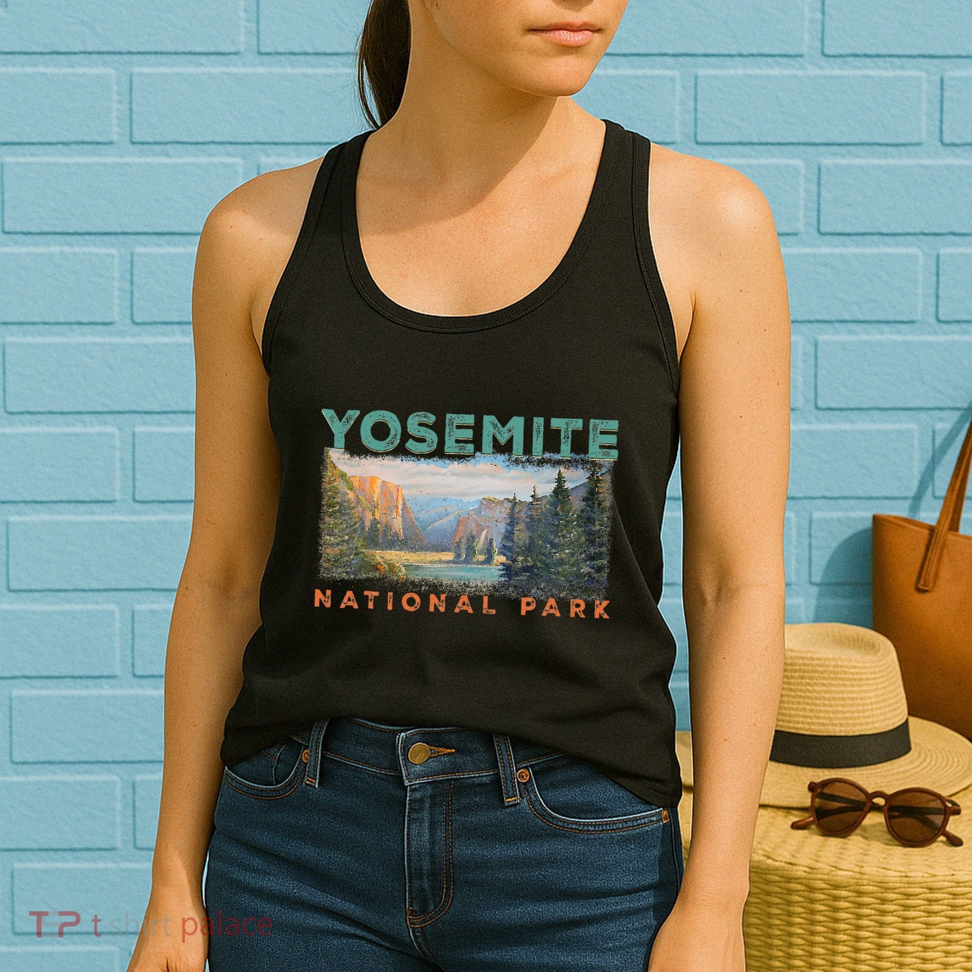 Retro Yosemite Halfdome Park Wyoming Mountain Hiking Women's Tank Top
