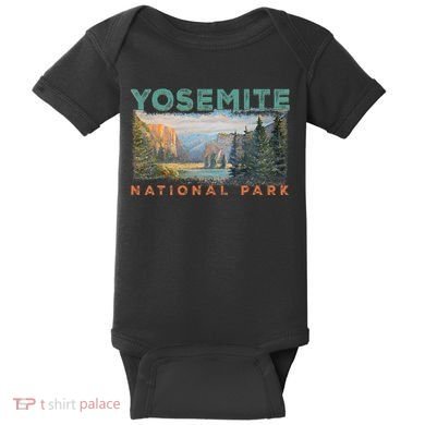 Retro Yosemite Halfdome Park Wyoming Mountain Hiking Baby Bodysuit
