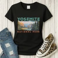 Retro Yosemite Halfdome Park Wyoming Mountain Hiking Women's T-Shirt thumb 3