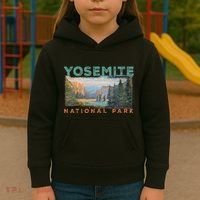 Retro Yosemite Halfdome Park Wyoming Mountain Hiking Kids Hoodie thumb 3