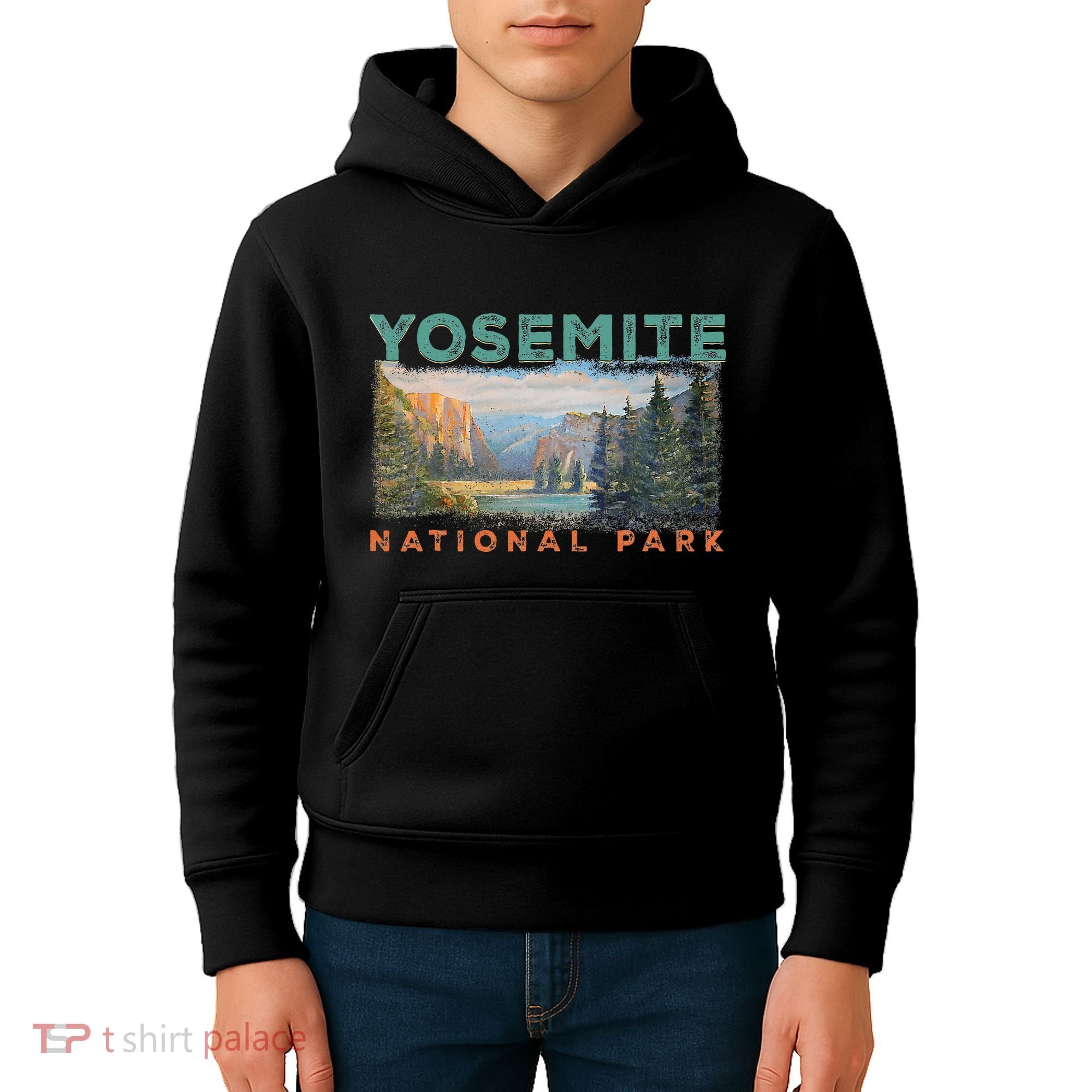 Retro Yosemite Halfdome Park Wyoming Mountain Hiking Kids Hoodie