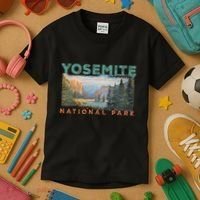 Retro Yosemite Halfdome Park Wyoming Mountain Hiking Kids T-Shirt thumb 3
