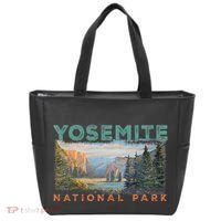 Retro Yosemite Halfdome Park Wyoming Mountain Hiking Tote Bag thumb 0