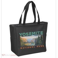 Retro Yosemite Halfdome Park Wyoming Mountain Hiking Tote Bag thumb 2