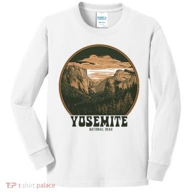 Retro Yosemite Halfdome National Park Vintage Kids Long Sleeve Shirt