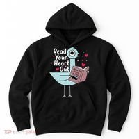 Read Your Heart Out Pigeon Cute Teacher Book Lover Hoodie thumb 0