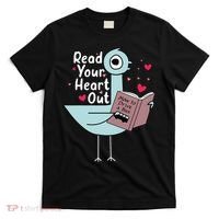 Read Your Heart Out Pigeon Cute Teacher Book Lover T-Shirt thumb 0