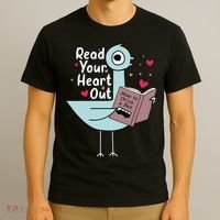 Read Your Heart Out Pigeon Cute Teacher Book Lover T-Shirt thumb 3