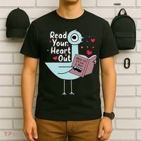Read Your Heart Out Pigeon Cute Teacher Book Lover T-Shirt thumb 6