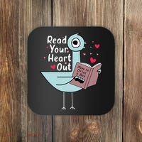 Read Your Heart Out Pigeon Cute Teacher Book Lover Coaster thumb 0