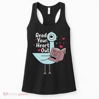 Read Your Heart Out Pigeon Cute Teacher Book Lover Women's Tank Top thumb 0