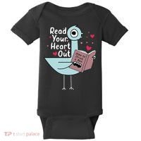 Read Your Heart Out Pigeon Cute Teacher Book Lover Baby Bodysuit thumb 0
