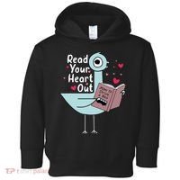 Read Your Heart Out Pigeon Cute Teacher Book Lover Toddler Hoodie thumb 0