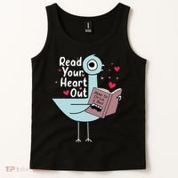 Read Your Heart Out Pigeon Cute Teacher Book Lover Tank Top thumb 2