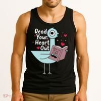 Read Your Heart Out Pigeon Cute Teacher Book Lover Tank Top thumb 3