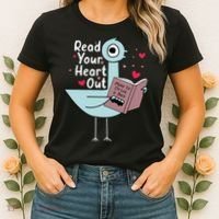 Read Your Heart Out Pigeon Cute Teacher Book Lover Women's T-Shirt thumb 2