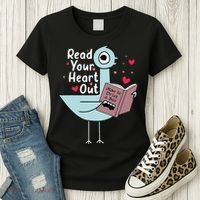Read Your Heart Out Pigeon Cute Teacher Book Lover Women's T-Shirt thumb 3