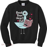 Read Your Heart Out Pigeon Cute Teacher Book Lover Kids Sweatshirt thumb 0
