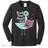 Read Your Heart Out Pigeon Cute Teacher Book Lover Kids Long Sleeve Shirt thumb 0
