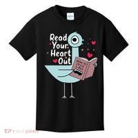 Read Your Heart Out Pigeon Cute Teacher Book Lover Kids T-Shirt thumb 0
