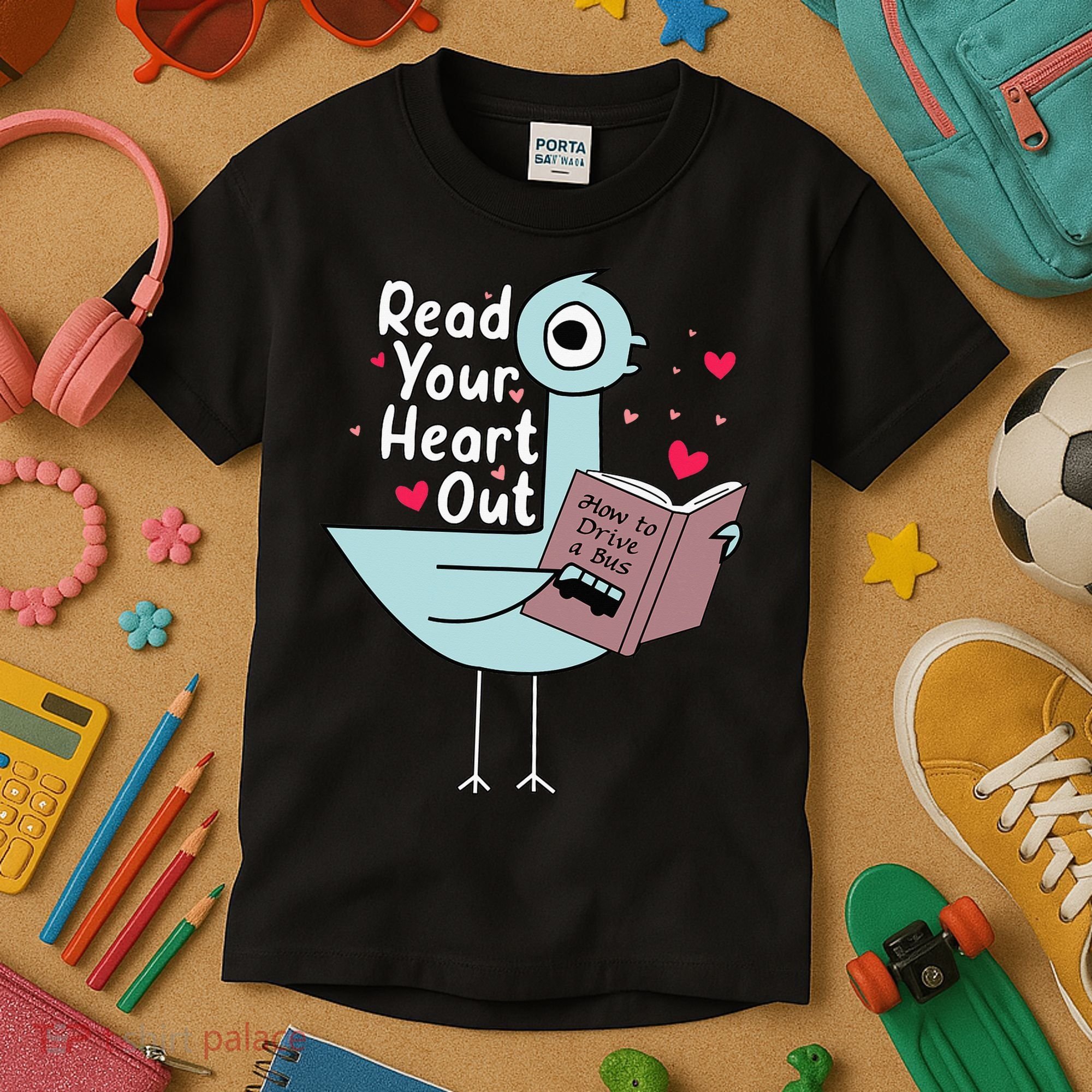 Read Your Heart Out Pigeon Cute Teacher Book Lover Kids T-Shirt
