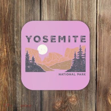 Retro Yosemite Halfdome National Park Coaster