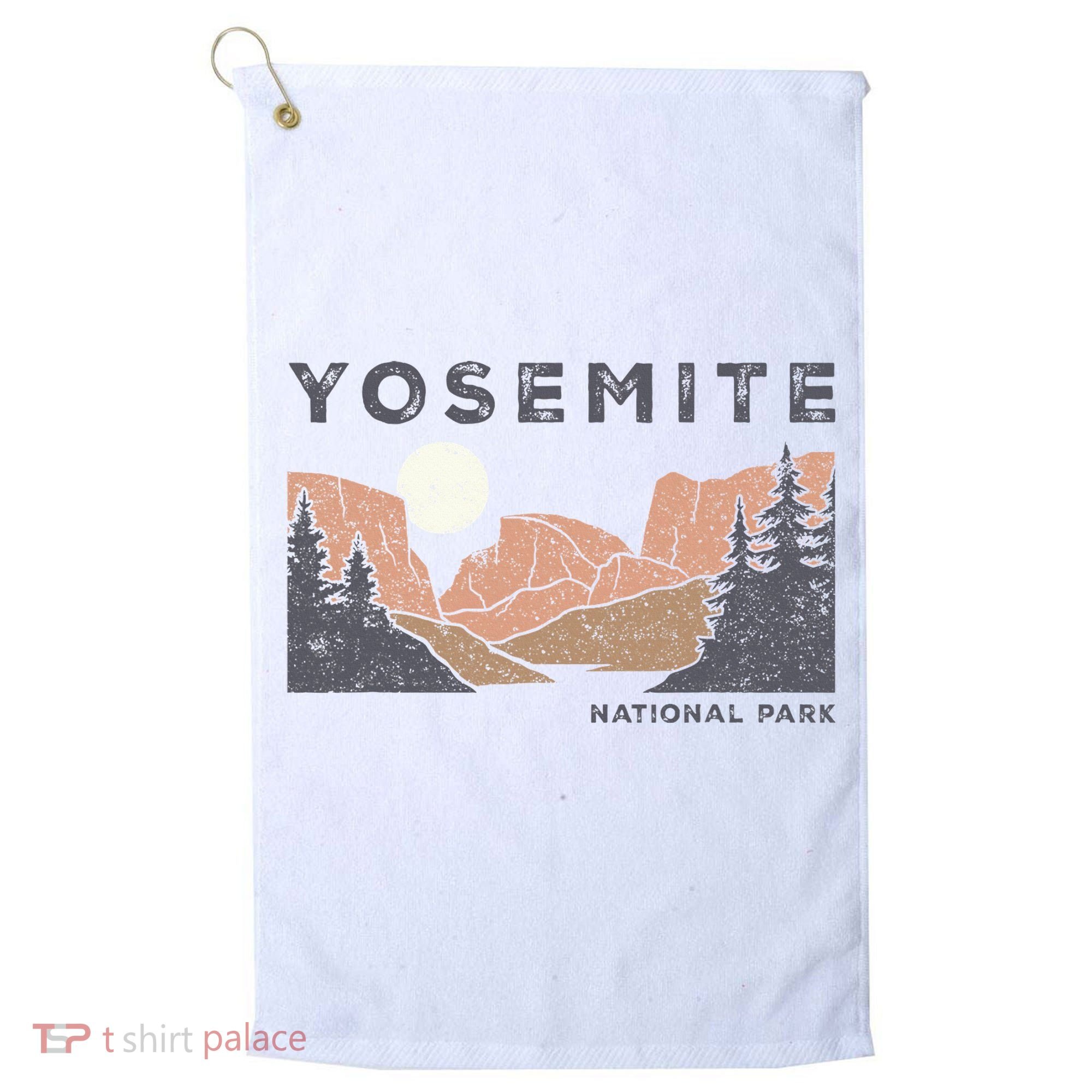 Retro Yosemite Halfdome National Park Golf Towel