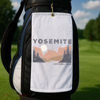 Retro Yosemite Halfdome National Park Golf Towel thumb 2
