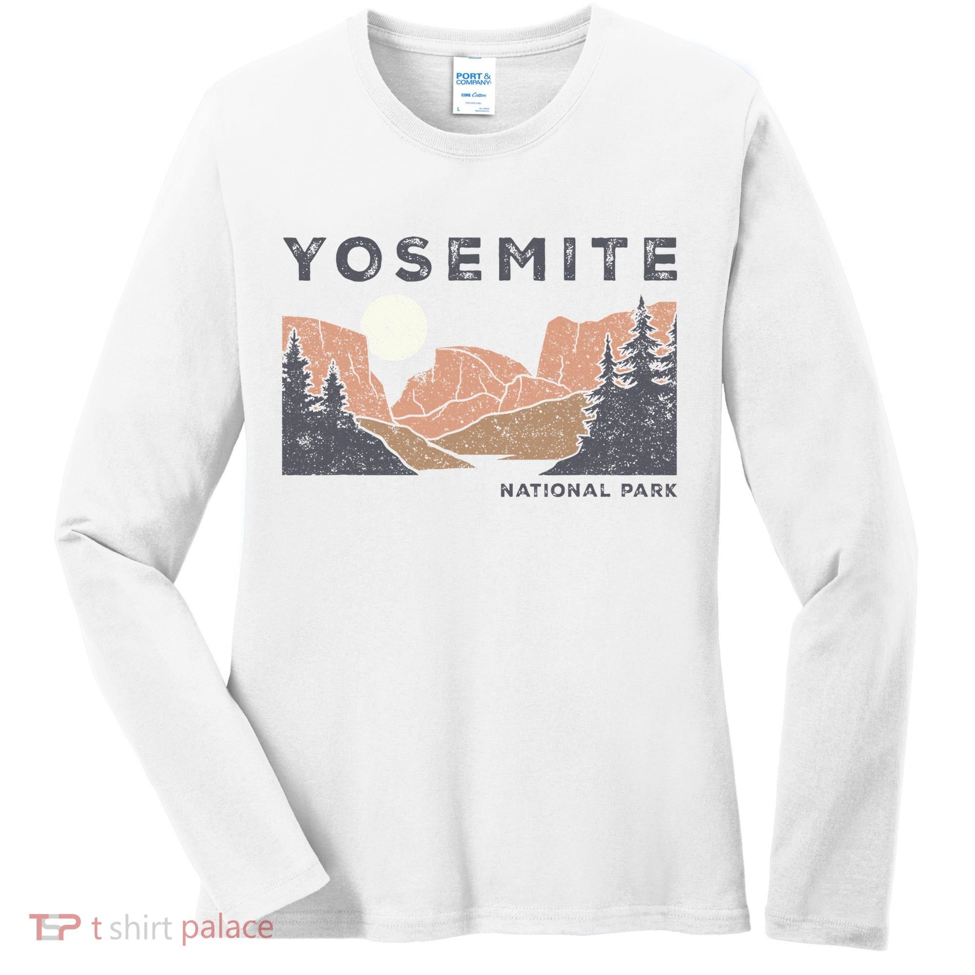 Retro Yosemite Halfdome National Park Women's Long Sleeve Shirt