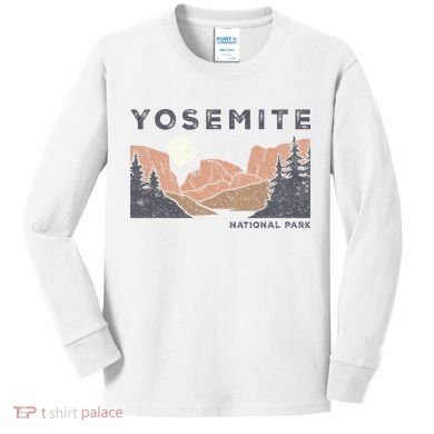 Retro Yosemite Halfdome National Park Kids Long Sleeve Shirt