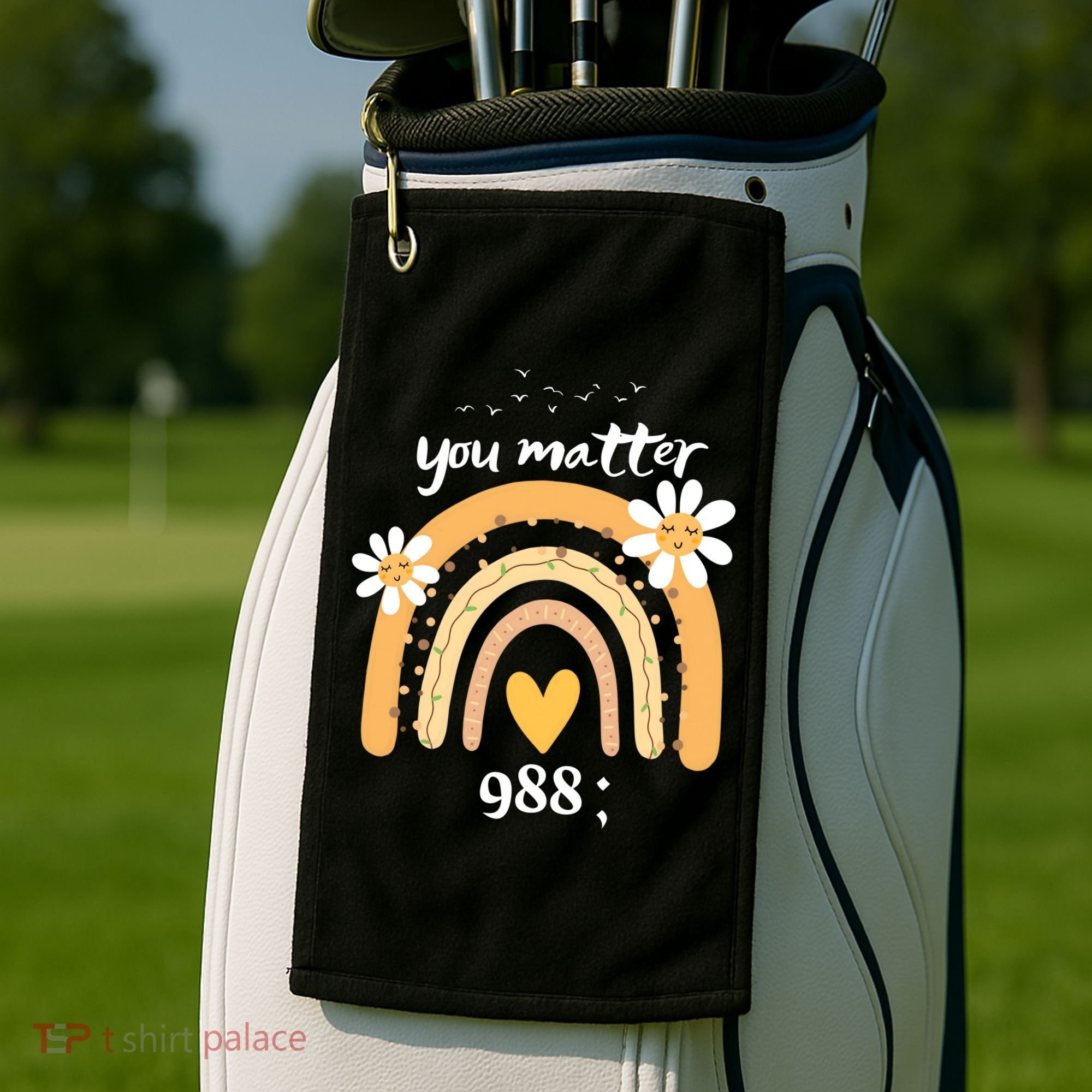 Rainbow You Matter 988 Suicide Prevention Awareness Ribbon Gift Golf Towel