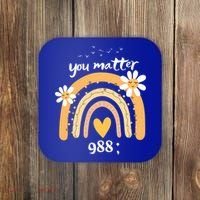Rainbow You Matter 988 Suicide Prevention Awareness Ribbon Gift Coaster thumb 0