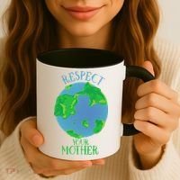Respect Your Mother Earth Day Artistic Earth Coffee Mug thumb 3