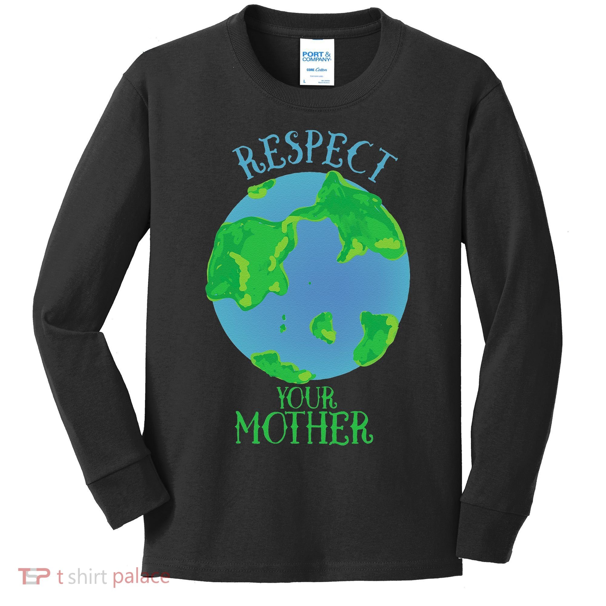 Respect Your Mother Earth Day Artistic Earth Kids Long Sleeve Shirt