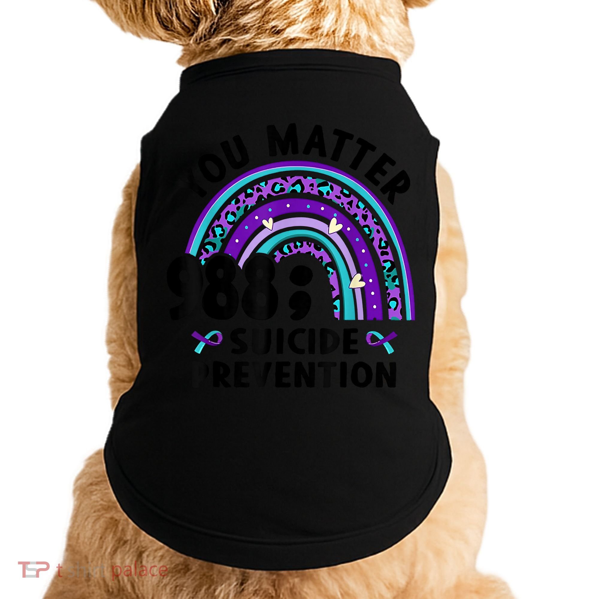 Rainbow You Matter 988 Suicide Prevention Awareness Ribbon Doggie Tank