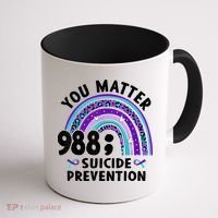Rainbow You Matter 988 Suicide Prevention Awareness Ribbon Coffee Mug thumb 1