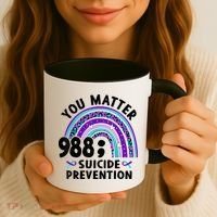 Rainbow You Matter 988 Suicide Prevention Awareness Ribbon Coffee Mug thumb 3