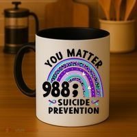 Rainbow You Matter 988 Suicide Prevention Awareness Ribbon Coffee Mug thumb 4