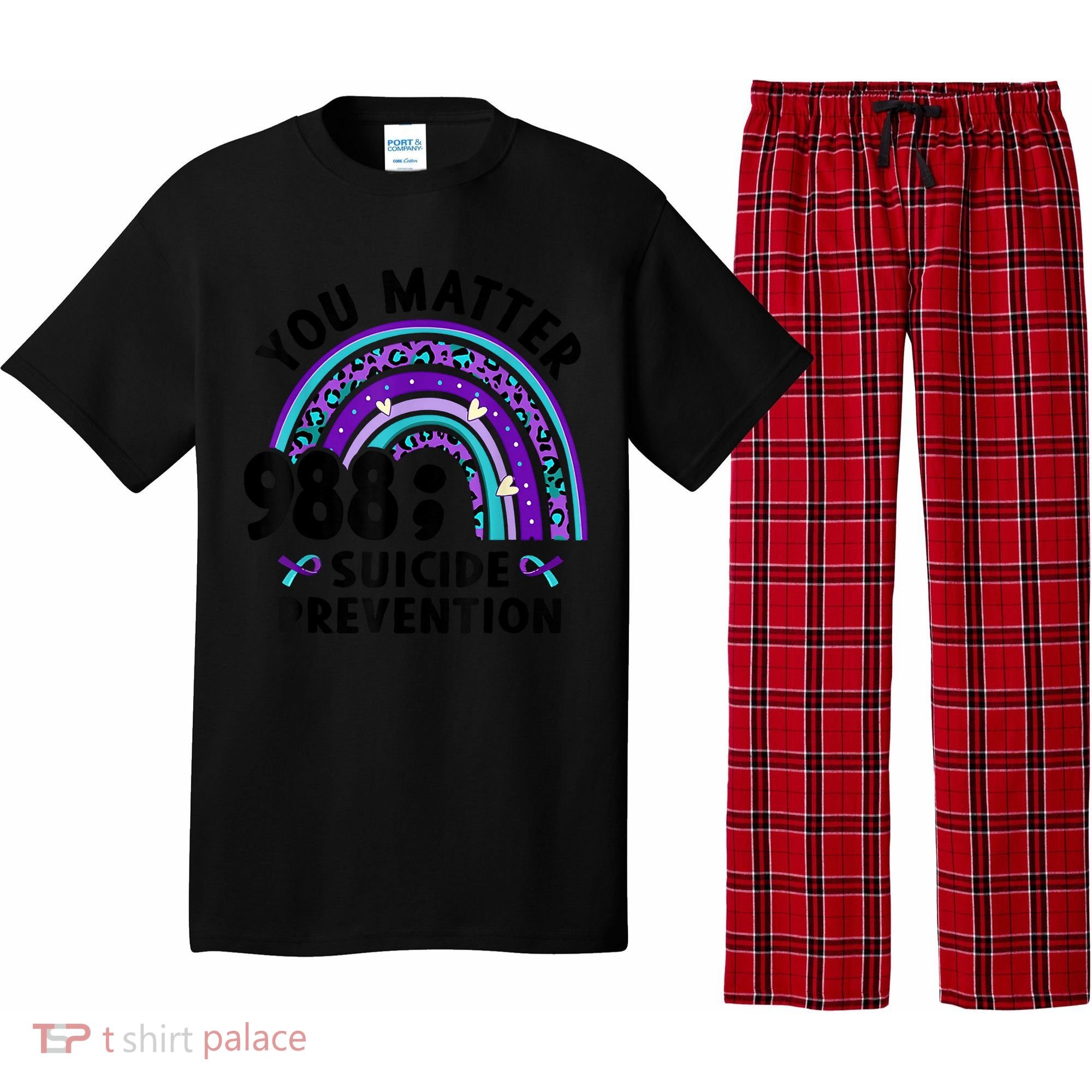 Rainbow You Matter 988 Suicide Prevention Awareness Ribbon Pajama Set