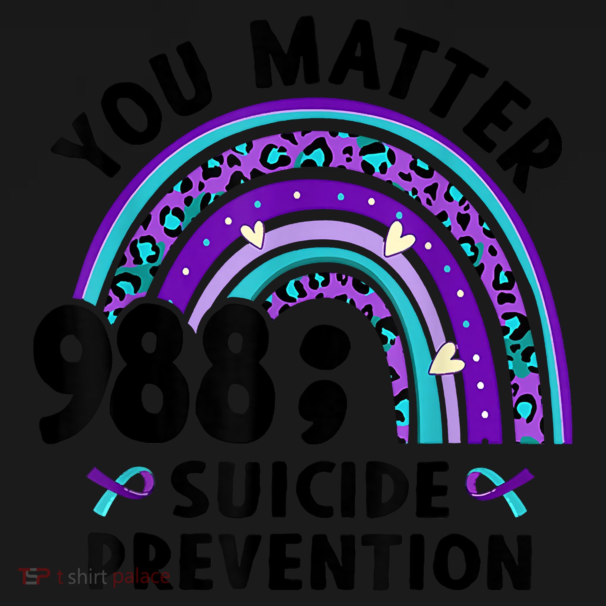 Rainbow You Matter 988 Suicide Prevention Awareness Ribbon Polo