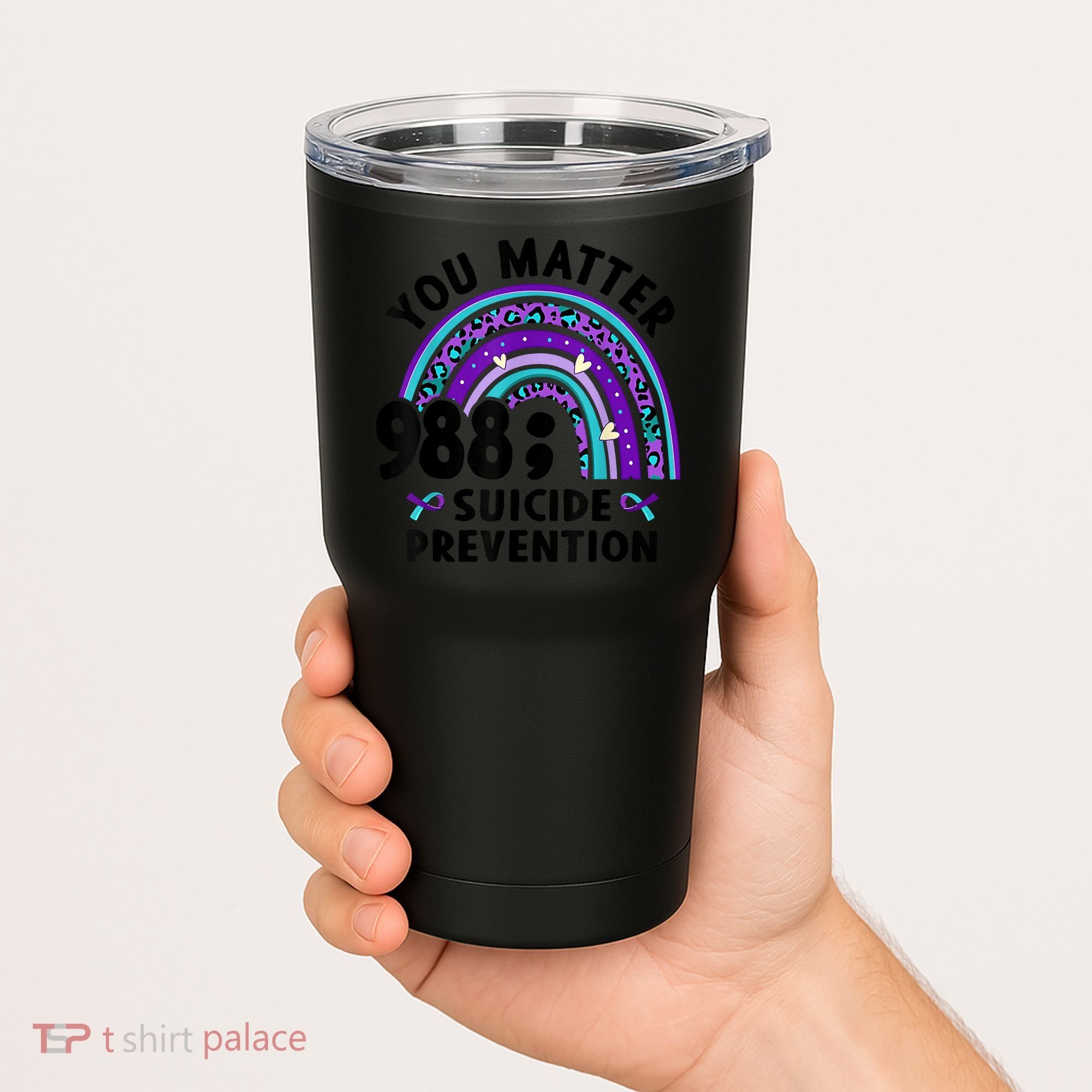 Rainbow You Matter 988 Suicide Prevention Awareness Ribbon Tumbler