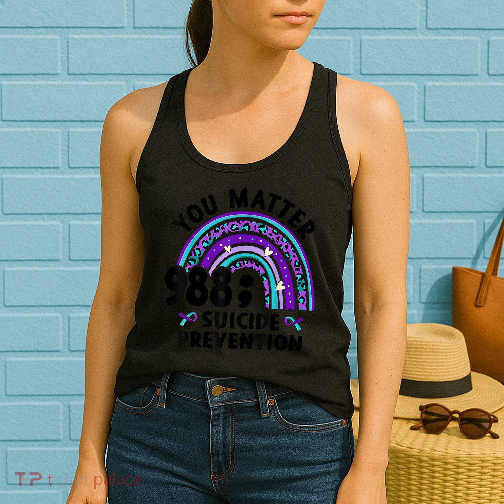 Rainbow You Matter 988 Suicide Prevention Awareness Ribbon Women's Tank Top