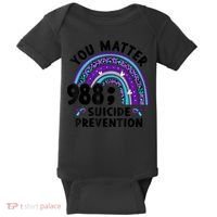 Rainbow You Matter 988 Suicide Prevention Awareness Ribbon Baby Bodysuit thumb 0