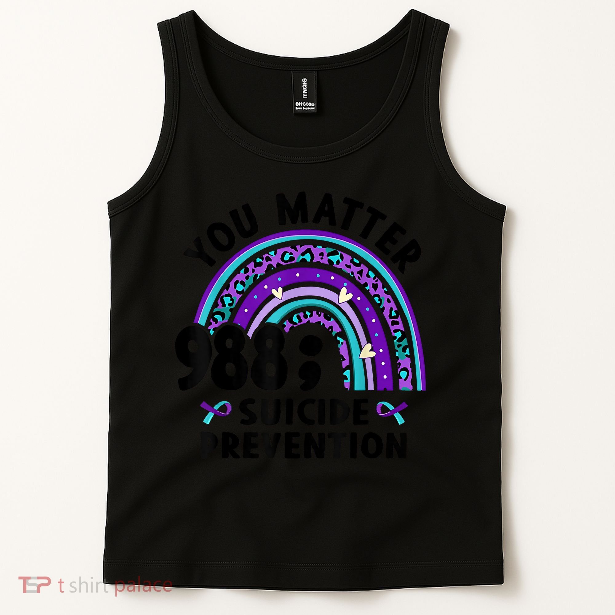 Rainbow You Matter 988 Suicide Prevention Awareness Ribbon Tank Top
