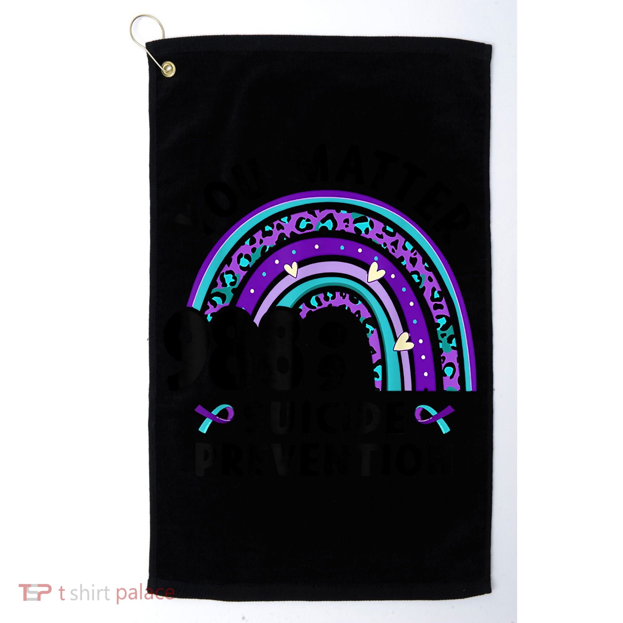 Rainbow You Matter 988 Suicide Prevention Awareness Ribbon Golf Towel