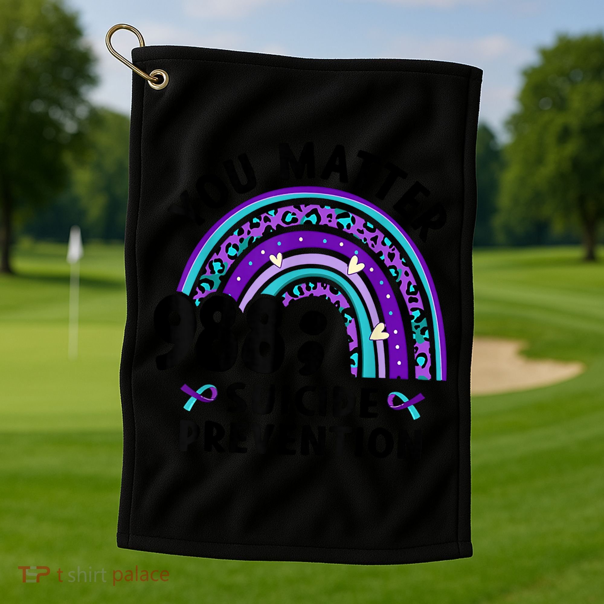 Rainbow You Matter 988 Suicide Prevention Awareness Ribbon Golf Towel