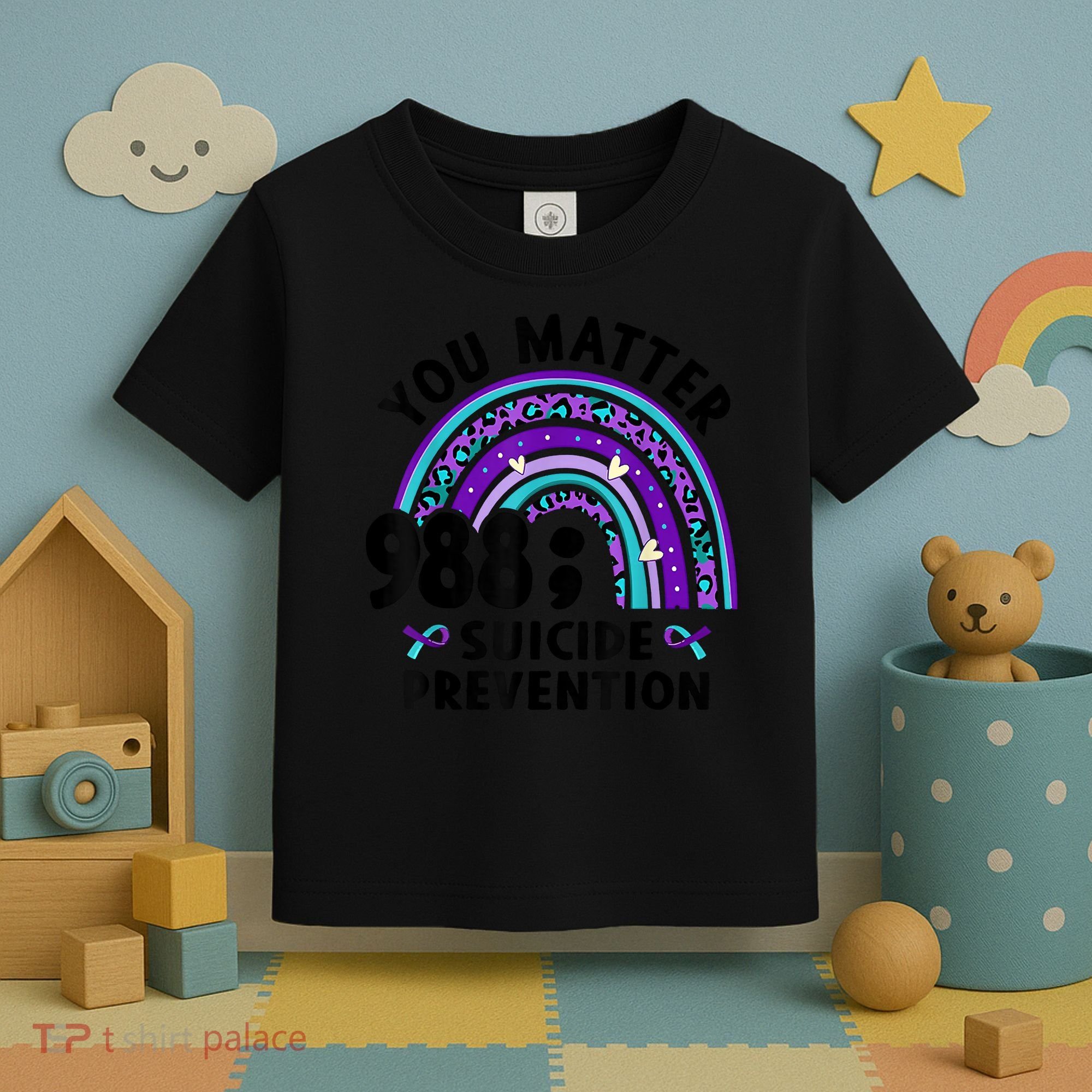 Rainbow You Matter 988 Suicide Prevention Awareness Ribbon Toddler T-Shirt