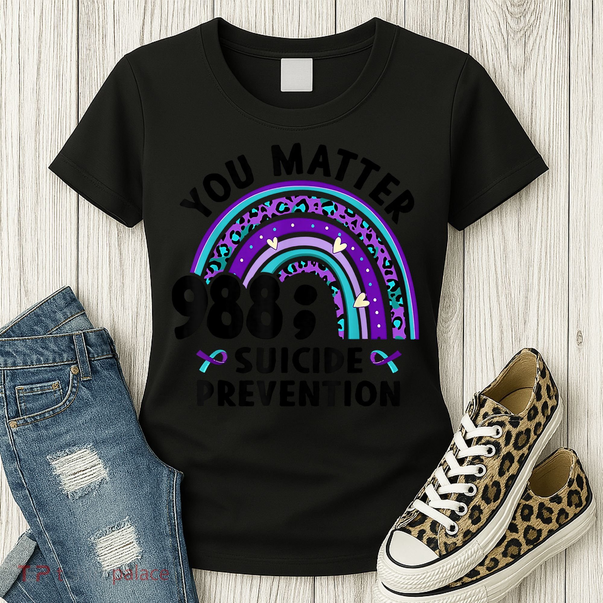 Rainbow You Matter 988 Suicide Prevention Awareness Ribbon Women's T-Shirt