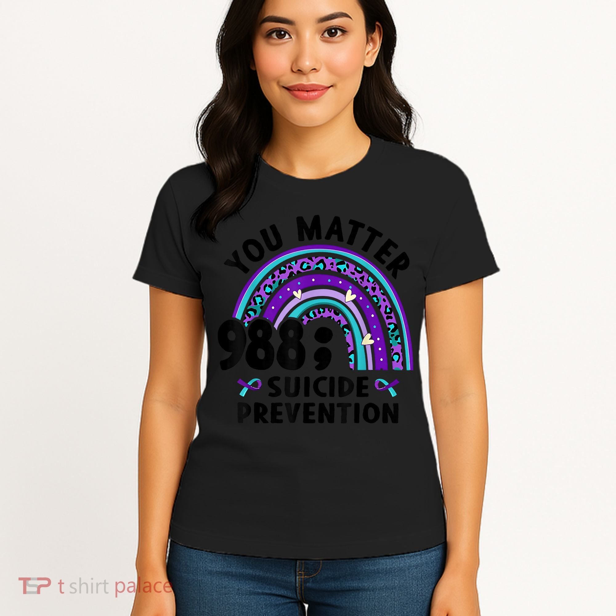 Rainbow You Matter 988 Suicide Prevention Awareness Ribbon Women's T-Shirt