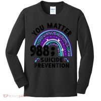 Rainbow You Matter 988 Suicide Prevention Awareness Ribbon Kids Long Sleeve Shirt thumb 0